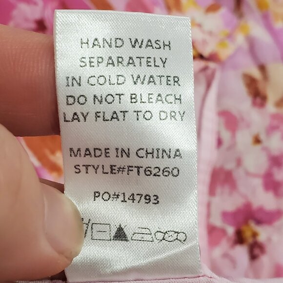 Boho 72 Boutique Womens Floral Patchwork Print Top Size S Pink Ruffle Gypsy - Picture 6 of 11